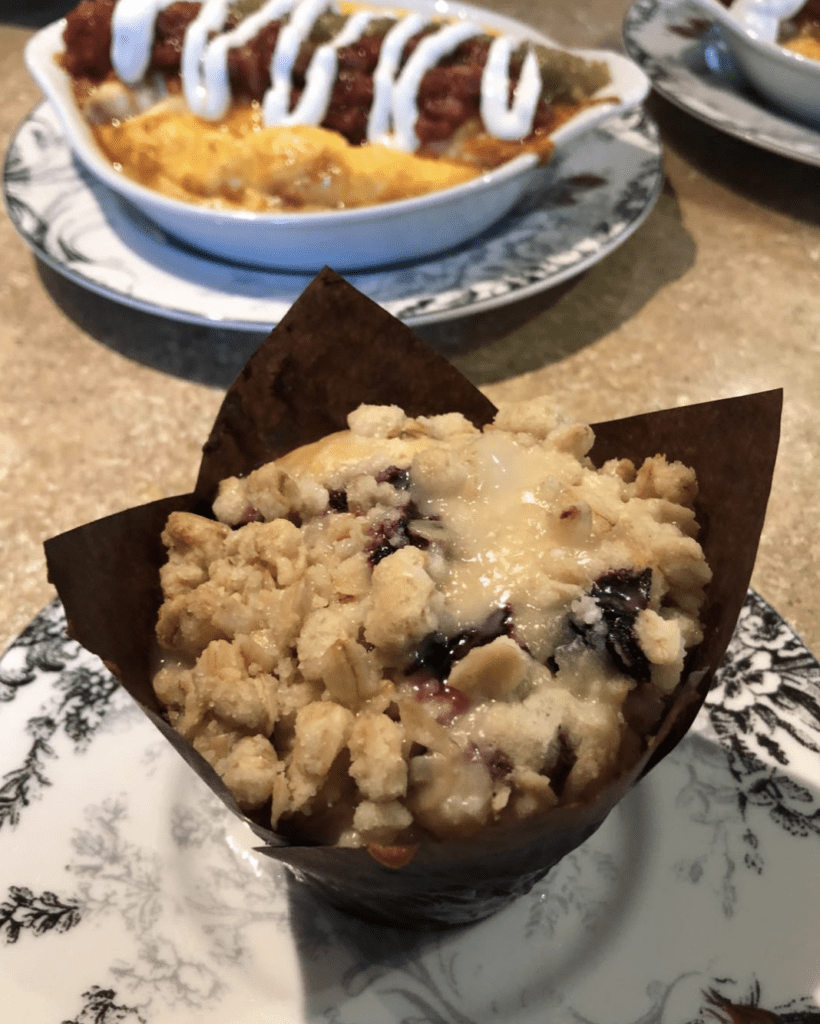 Blueberry muffins at breakfast at asheville b&b