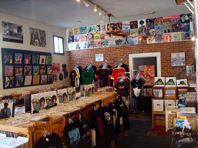 The inside of Voltage Records store in downtown Asheville