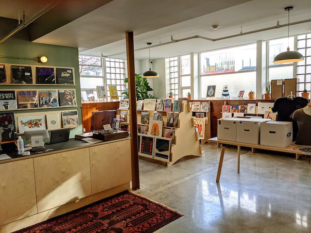 The inside of Citizen Vinyl, cafe and record store in downtown Asheville