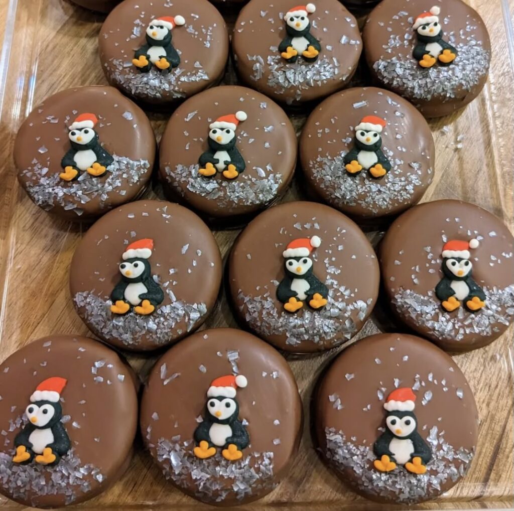 Christmas penguin chocolates from Asheville Chocolate